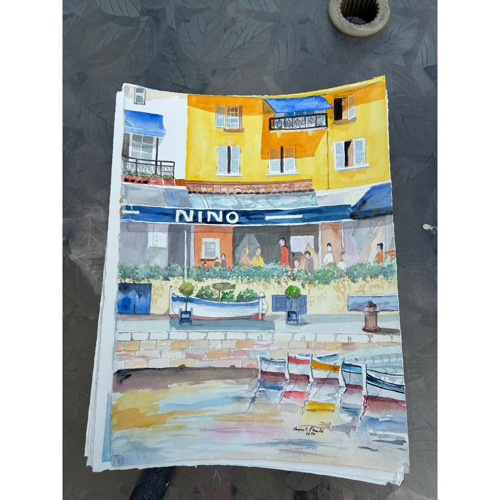 Ninos of Cassis France 2004 11x15 Warren C Plauche Original Watercolor Painting